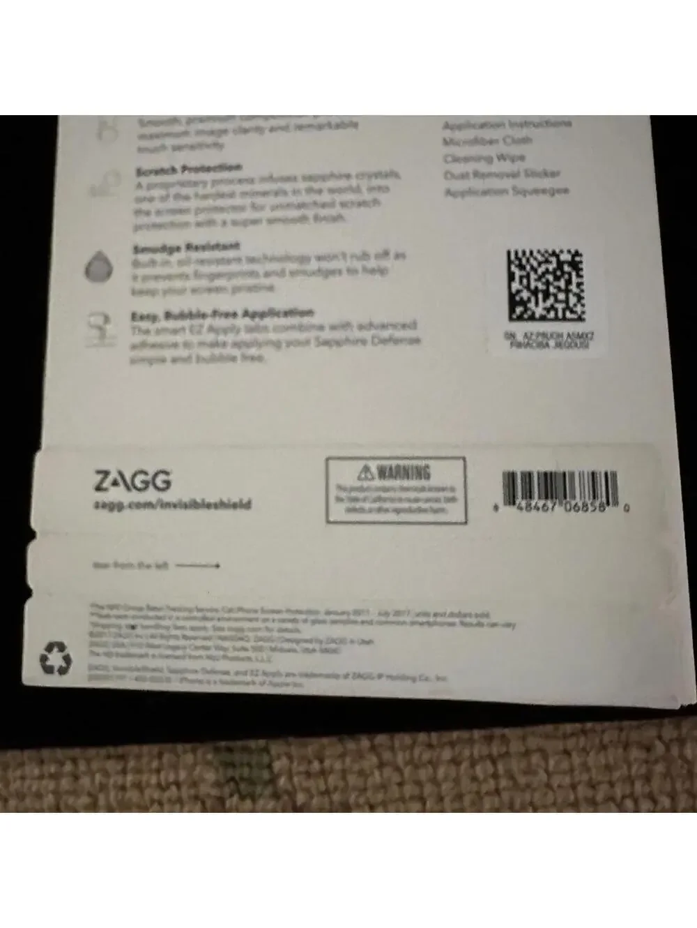 Invisible Shield Sapphire Defense Hybrid glass iPhone X NIB